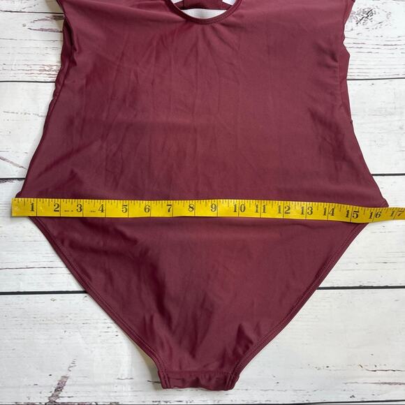 On The Beach burgundy full piece bathing suit - Picture 12 of 12